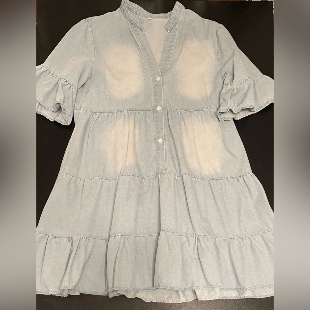 Denim Ruffle Sleeve Dress